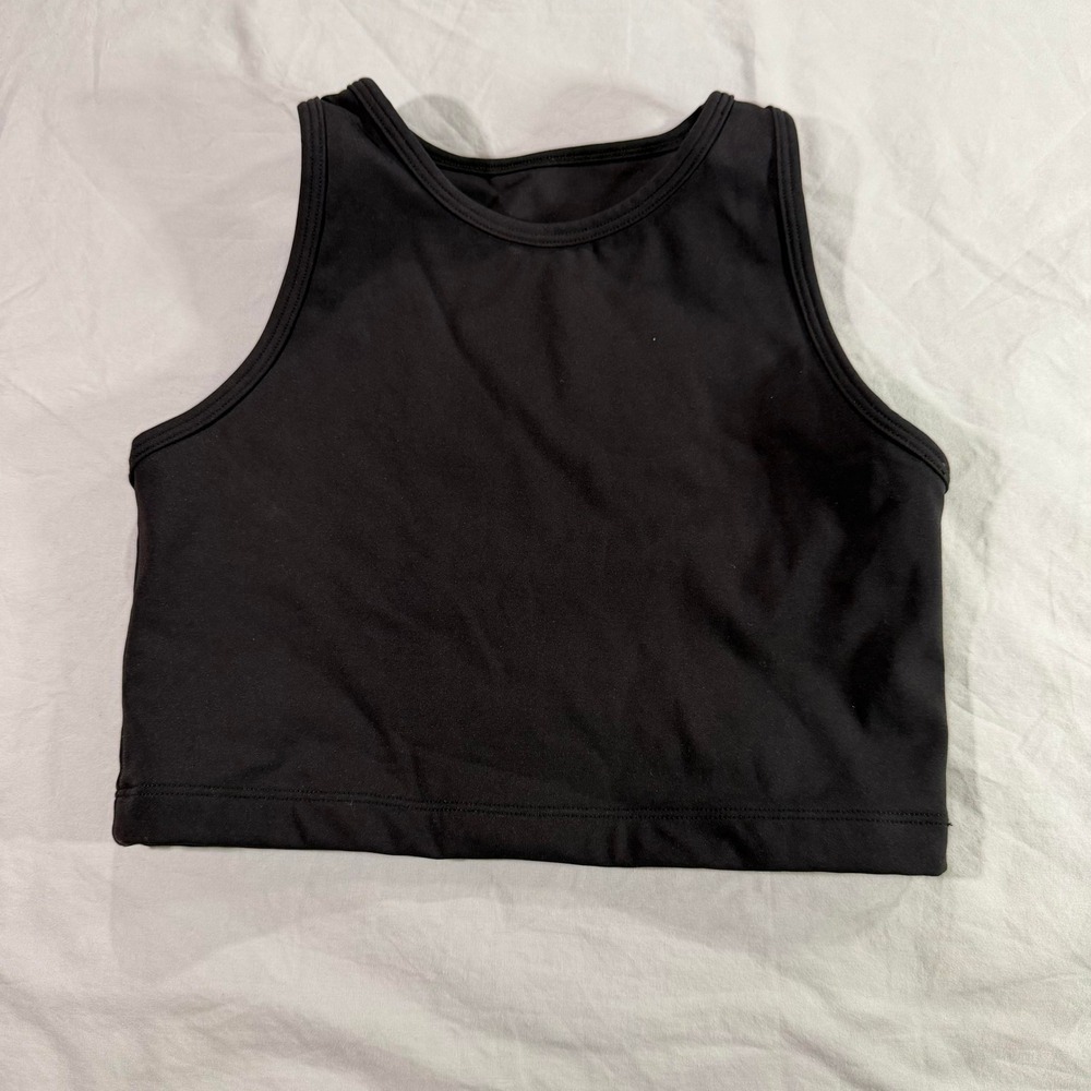 Viella Dance Collection Kids‎ Black High Neck Racerback Cropped Tank Top Size M